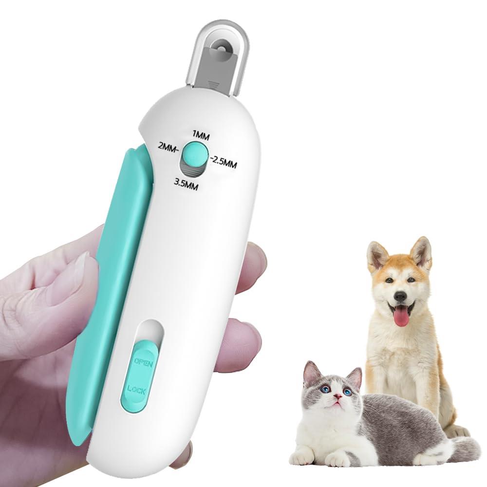 KASELIN猫爪切り初心者用犬ペット用傷のない血液線安全せん断軽い猫爪切り飛散防止カバー1~3.5mm直径調整可能合金鋼猫爪研ぎつめきりペット爪切り小動物隠し式爪やすり付き人気犬猫ペット用つめきり猫爪切り嫌がる対策(ブルー)