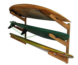 COR Surf サーフボード用ウォールラック・3点用 | 多機能収納ディスプレー、バンブー・ダークウッド | ロングボード・ショートボード兼用| ウェイクボード、カイトボード、スノーボードにも (竹)