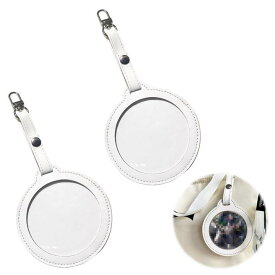 缶バッジカバー 58mm 【2枚入り】バッジカバー 皮革 キーホルダー式 缶バッジ キーホルダー 高い透明性 傷防止 収納 キーホルダー 痛バッグ PUレザー ホワイト