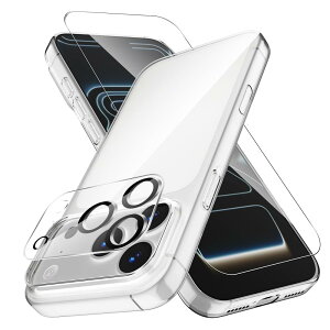 【1+1+1セット】For iPhone 17 Pro Max ケース+ガラスフィルム+カメラフィルム Mosasa 超薄型 クリア カバー 保護フィルム レンズ保護 衝撃吸収 9H硬度 飛散防止 自動吸着 気泡ゼロ 高透過率 高感度 透