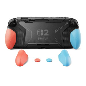 PlayVital BEYOND-GRIP Nintendo Switch 2�i20 25�j�Ή� �������O���b�v�t��TPU�ی�P�[�X�J�o�[ �h�b�N�Ή� �e�w�O���b�v�L���b�v�t�� �ϏՌ� �l�ԍH�w�f�U�C���y�u���[���I�����W�z