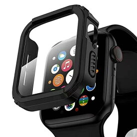 【2023強化版】AMAPC for Apple Watch ケース 40mm 44mm 防水ケース IP68完全防水 バンド 水泳・スポーツ専用 ガラスフィルム 一体型 apple watch 用 カバー アップルウォッチ ケース 全面保護 耐久性 傷防止 Apple Watch 6/SE/5/4 44mm対応 ブラック