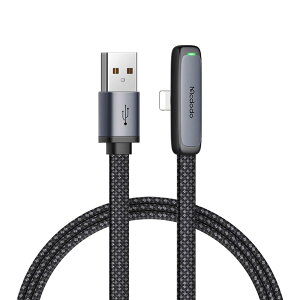 Mcdodo L���^ 90�x�Ȃ� USB to ���C�g�j���O�P�[�u�� 1.8m ���ϋv �f���h�~ �i�C�����҂� LED�\�����C�g�t�� 3A�}���[�d �����f�[�^�]�� iPhone/iPad/iPod �Ή� (�u���b�N, IOS �Ή�)
