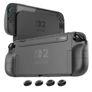 PlayVital Nintendo Switch 2�Ή� TPU�ی�P�[�X �h�b�N�Ή� �ϏՌ� �l�ԍH�w�݌v �O���b�v�t�� ����~�� �e�w�O���b�v�L���b�v�t�� PURE�V���[�Y�y�N���A�u���b�N�z
