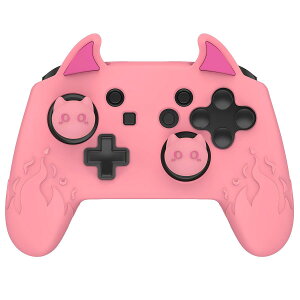 PlayVital Cute Demon Nintendo Switch Pro�R���g���[���[�Ή��p�V���R���O���b�v�J�o�[ �W���C�X�e�B�b�N�L���b�v��X�e�b �J�[�V�[���t���y�s���N�z