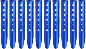 テントペグ U字ペグ スノーペグ アルミ合金 軽量 U型 風に強い 砂地 砂浜 浜辺 雪 ビーチ ドア キャンプ用具 タープ張り 31cm 10本セット (ブルー)