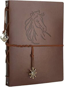 AIOR アルバム 手作り フォトアルバム スクラップブック 黒台紙30枚60ページ 28CMx21CM フォトアルバム 大容量 皮革製 馬柄 手作りアルバム 剪報 切り抜き帳 思い出帳 DIY写真 集 卒業記念集 誕生