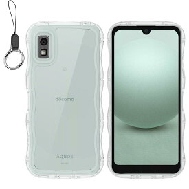 QAZWERT AQUOS WISH3 SH-53D ケース クリア ウェーブ AQUOS WISH3 ソフト TPU うねうね 透明 ケース マツと感 人気 韓国 耐衝撃 なみなみ カバー 滑り止め 薄型 軽量 おしゃれ 黄ばみなし アクスタが入る スマホケース アクオス ウィッシュ3 おしゃれ 落下防止 ストラップホ