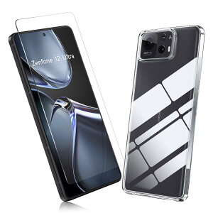 �y2���Z�b�g�z1�� FOR Zenfone 12 Ultra �p�̃K���X�t�B���� + 1�� FOR Zenfone 12 Ultra �p�̕ی�J�o�[���� �ی� TPU �\�t�g �V���R���P�[�X �����K���X / �d�x9H / ������/�ی�t�B���� PCduoduo