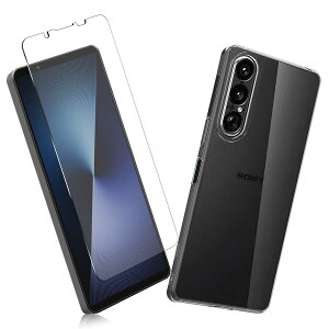 �y2���Z�b�g�z1�� FOR Xperia 1 VII �p�̃K���X�t�B���� + 1�� FOR Xperia 1 VII �p�̕ی�J�o�[���� �ی� TPU �\�t�g �V���R���P�[�X �����K���X / �d�x9H / ������/�ی�t�B���� PCduoduo