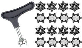 交換用ゴルフシューズ 16個セット ゴルフ用釘レンチ付属 スパイ ク鋲 交換用スパイ ク鋲 ゴルフシューズ靴鋲 滑り止め 簡単脱着 ホワイト (ブラック)