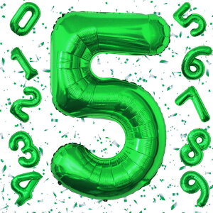 Exgox 数字バルーン グリーン アルミ風船 誕生日 40インチ ナンバー5 ハッピーバースデー 飾り付け 男の子 女の子 ギフト 記念日 お祝い パーティー 結婚式 披露宴