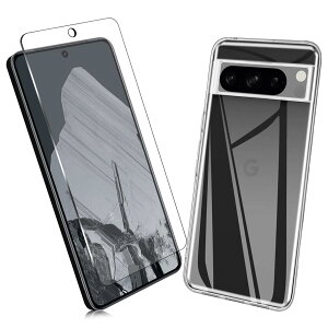 �y2���Z�b�g�z1�� FOR Google Pixel 8 Pro �p�̃K���X�t�B���� + 1�� FOR Google Pixel 8 Pro �p�̕ی�J�o�[���� �ی� TPU �\�t�g �V���R���P�[�X �����K���X / �d�x9H / ������/�ی�t�B���� PCduoduo