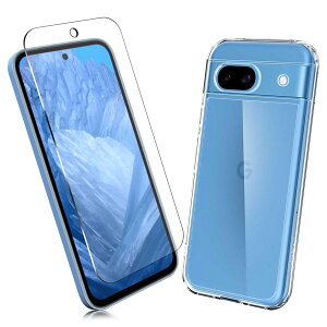 �y2���Z�b�g�z1�� FOR Google Pixel 8A �p�̃K���X�t�B���� + 1�� FOR Google Pixel 8A �p�̕ی�J�o�[���� �ی� TPU �\�t�g �V���R���P�[�X �����K���X / �d�x9H / ������/�ی�t�B���� PCduoduo