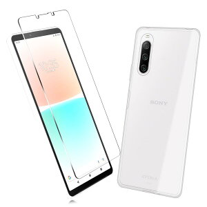 �y2���Z�b�g�z1�� FOR Sony Xperia 10 SO-52C �p�̃K���X�t�B���� + 1�� FOR Sony Xperia 10 SO-52C �p�̕ی�J�o�[�����ی� TPU �\�t�g �V���R���P�[�X �����K���X / �d�x9H / ������/�ی�t�B���� PCduoduo