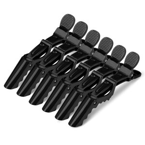 KISARGワニクリップ ダッカールメンズ サロンヘアクリップ ドラゴンクリップ スタイリング ヘアピン バレッタ髪留め 理髪 美容 専用 6個セット入り ブラック