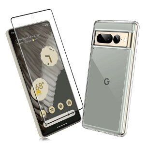 �y2���Z�b�g�z1�� FOR Google Pixel 7 Pro �p�̃K���X�t�B���� + 1�� FOR Google Pixel 7 Pro �p�̕ی�J�o�[�����ی� TPU �\�t�g �V���R���P�[�X �����K���X / �d�x9H / ������/�ی�t�B���� PCduoduo