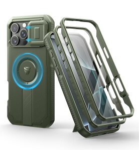 Dexnor iPhone 16 Pro Max�p �}�O�l�b�g�P�[�X - �X���C�h���J�����J�o�[/�����\�L�b�N�X�^���h���� ������ʕی�t�B�����t�� �ϏՌ� ���݌v(�O���[��)