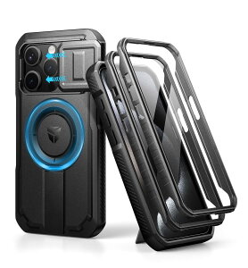 Dexnor iPhone 15 Pro�p �}�O�l�b�g�P�[�X - �X���C�h���J�����J�o�[�������\�L�b�N�X�^���h��������ʕی�t�B�����t�� �ϏՌ� �w�r�[�f���[�e�B �P�[�X(�u���b�N)