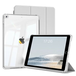 SQBEBS iPad 第9世代 ケース 分離式 2021 iPad 第8/7世代 ケース 2020/2019 クリア 透明 背面 着脱式 カバー 三つ折りスタンド 薄型軽量 オートスリープ/ウェイク解除機能 iPad 10.2インチ グレー