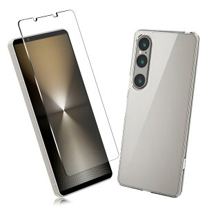 �y2���Z�b�g�z1�� FOR Sony Xperia 1 VI �p�̃K���X�t�B���� + 1�� FOR Sony Xperia 1 VI �p�̕ی�J�o�[�����ی� TPU �\�t�g �V���R���P�[�X �����K���X / �d�x9H / ������/�ی�t�B���� PCduoduo