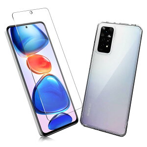 �y2���Z�b�g�z1�� FOR Redmi Note 11 Pro �p�̃K���X�t�B���� + 1�� FOR Redmi Note 11 Pro �p�̕ی�J�o�[���� �ی� TPU �\�t�g �V���R���P�[�X �����K���X / �d�x9H / ������/�ی�t�B���� PCduoduo