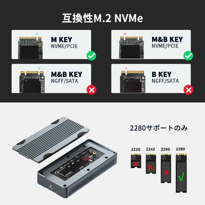 楽天市場】ACASIS，40Gbps超高速，M.2SSD外付けケース,USB4.0 NVMe M.2 