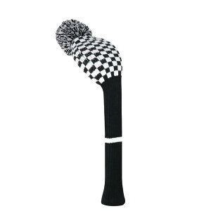 LeFeng ゴルフクラブカバー ニットゴルフヘッドカバー 460cc ドライバーフェアウェイウッド用 ハイブリッド用 かわいいポンポンとナンバータグ付き (フェアウェイ用ホワイトブラックストライ