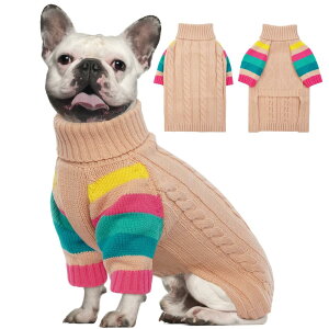 IECOii 犬用セーター 可愛い 犬 服 冬 色鮮やかな犬服 犬 ニット 防寒着 暖かい 犬服 秋冬 誕生日 聖夜 新年 クリスマスの贈り物 秋と冬 中型犬 ピンク L