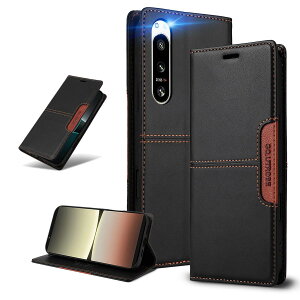 UnivoColors Sony Xperia 5 III�iSO-53B/SOG05�j�P�[�X �蒠�^ �������� ���z�^ �g�уJ�o�[ RFID�u���b�L���O �J�[�h���[ �}�O�l�b�g�J�� �X�^���h�@�\ �S�ʕی� �J�����ی� �Ռ��z��(�u���b�N)