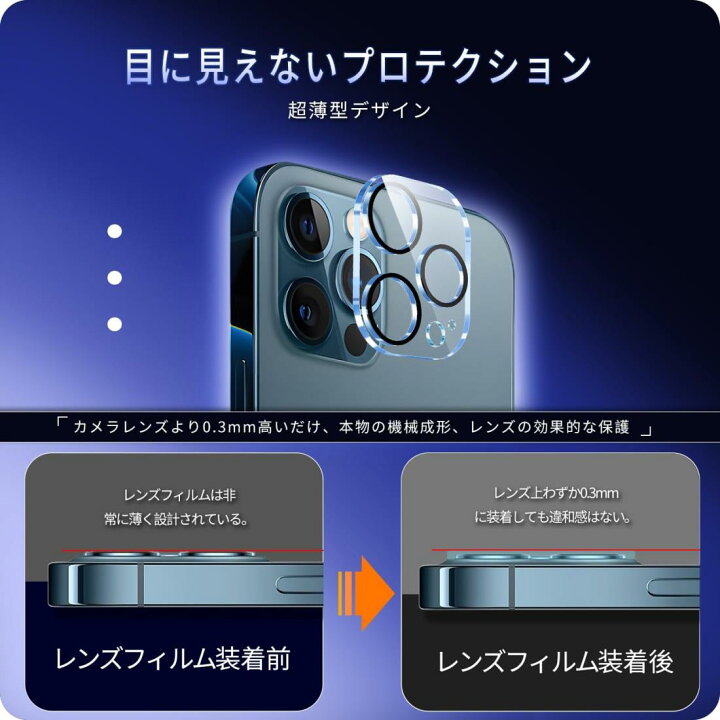 楽天市場】対応 iPhone 12 Pro Max カメラフィルム 【3枚セット-国産 