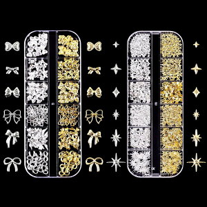 ネイルパーツ リボン ネイル スタッズ 星 3D 立体 Y2K スター 四芒星 蝶結び 十字架 シルバー ゴールド 合金 ネイルストーン ネイルアート パーツ メタル デコパーツ ジェルネイル ジュエリー