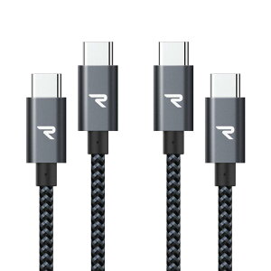 �y2�{�Z�b�g 1m+1m�zRAMPOW USB C �P�[�u�� PD3.0�Ή� 100W/5A �������[�d USB-C & USB-C �P�[�u�� �f�[�^�]�� �f���h�~ ���ϋv�i�C���� iPhone15�V���[�Y�[�d�P�[�u�� MacbookPro/iPad Pro&Air/Galaxy/Sony�Ȃ�Type C�@