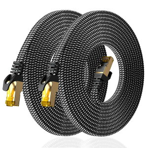 BUSOHE LAN�P�[�u�� 3-meters 2�{�Z�b�gCat-8 �C���^�[�l�b�g�P�[�u�� 40Gbps 2000MHz RJ45 �R�l�N�^�t�� �M�K�r�b�g ���� �����b�L �ƒ�p �Ɩ��p �����P�[�u�� �J�e�S���[8