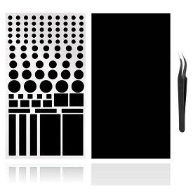 LED減光シール 遮光テープ ブラック 100枚 自由に裁断でき ピンセット付き 盗 撮防止シール 超強粘着力 貼り直し可能 光の反射を抑え プライバシーの保護 PCカメラ 光の強度を制御 電子機器 家電などに