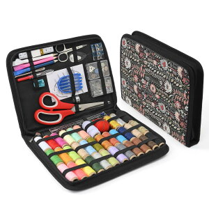 D&D 裁縫セット ソーイングセット裁縫道具セット携帯式 DIYアートソーイング刺繍 手芸 家庭用裁縫練習 衣類補修 裁縫道具 収納ケース付き (黒/大)