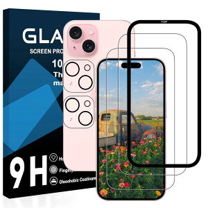 �Ή� iPhone 15 plus �K���X�t�C�����y2���t���t�B���� + 2�������Y�ی�t�B���� + �K�C�h�g�t���z��p�ق� 15plus �����K���X �t�� �A�C�t�H�� 15 plus �ی�t�B���� ���Y���Ɏq�f�� ������ ���ϋv ��