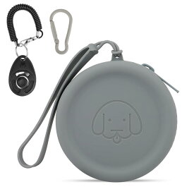 シリコン トリーツポーチ 犬の訓練用品 ツーピース ポケットサイズ お手入れ簡単ジッパーのデザイン防湿 防水 犬の散歩用品 持ち運びが簡単犬猫ペットのお散歩バッグ (暗灰色)