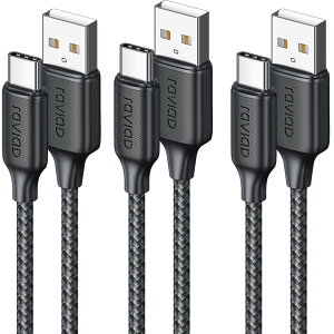 RAVIAD USB Type C P[uy1m/3{Zbgz^Cvc P[u 3A }[d QuickCharge3.0Ή USB2.0Ki USB-A to USB-C P[u ϋviC҂ iPhone 16/15ProMAX,iPad Pro,SamsungGalaxyS24/S23/S22/S21/S20,Sony,Xiaomi,H