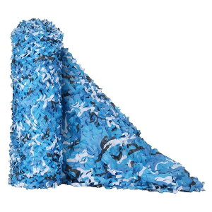 TENCEN カモフラージュネット 迷彩柄 迷彩ネット 偽 装網 ギリーネット サンシェード 日除け 風通し 目隠し キャンプ 野外活動 サバゲー 野鳥撮影 狩猟 装飾 ブルー 3×3M