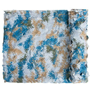 TENCEN カモフラージュネット 迷彩柄 迷彩ネット 偽 装網 ギリーネット サンシェード 日除け 風通し 目隠し キャンプ 野外活動 サバゲー 野鳥撮影 狩猟 装飾 210Dデジタルブルー 1.5×3M