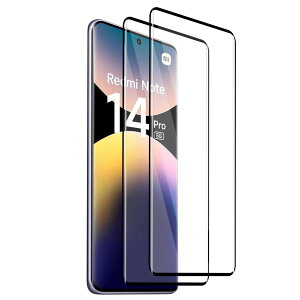 �y2���Z�b�g�z �Ή� Redmi Note 14 Pro 5G �����K���X�t�B���� FOR Xiaomi Redmi Note 14 Pro 5G �Ȗʃt�B���� �w��F�ؑΉ� 9H�d�x �C�A�h�~ ��U�h�~ �ȒP�\��t�� �u���b�N�G�b�W PCduoduo