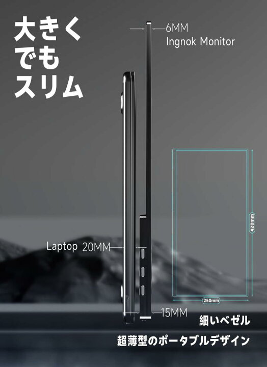 楽天市場】Ingnok モバイル モニター 18.5インチ モバイルディスプレイ 