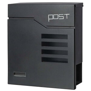 Jssmst(ジェスマット)メールボックス 郵便受け ポスト 大型 ファミリーポスト キーロック式 新聞受け ブラック 35*33*10cm(938-Black)
