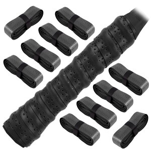 グリップテープ テニス グリップテープ 10本セット ストレッチ穴あ き平手ラバー 汗の吸収 滑り止め 耐摩耗性 衝撃吸収 通気性 適したバドミントンラケット テニスラケット 釣り竿 卓球ラケ