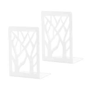 ブックエンド 本立て ブックスタンド 滑らない ブックスタンド 卓上本棚金属製 L型 デスク整理 滑り止め 事務用品 文房具 整理用 (木の影白)