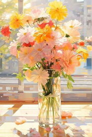 LEADINTOP ダイヤモンドアート 花 四角いビーズ 30x40cm カラフル スクエアビーズ ダイヤモンドペインティング スクエア アートセット ビーズアート モザイクアート 人気 かわいい プレゼント 子供 大人 初心者 装飾 DIY 手芸 キット