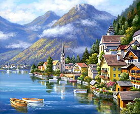 LEADINTOP ダイヤモンドアート セット 山と湖の風景 40X30cm モザイクアート 全面貼り付け ダイヤモンド塗装 ダイアモンドビーズ 人気 ビーズアート ビーズ絵画 かわいい おしゃれ 大人 子供 DIY 手作り 手芸キット プレゼント 芸術品 装飾