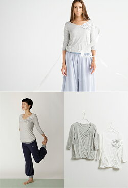 ヨギーサンクチュアリairy-printVネックプリントカットソーYS-15A-10【ヨガウェアヨガウエアヨギーサンクチュアリyoggysanctuaryレディーストップスTシャツチュニックかわいいヨガウェア】