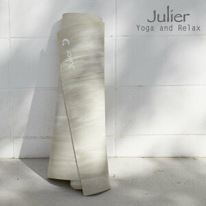 ヨガワークス ヨガマット 4mm ベージュ マーブル ジュリエ julier コラボ マット ラバー 天然ゴム 柄 おしゃれ 最軽量 グリップ力 安定感 2025 ロゴ